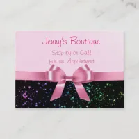 Pink and White Striped with Pink Bow & Glitter Appointment Card