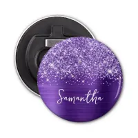 Glittery Amethyst Purple Glam Name Bottle Opener