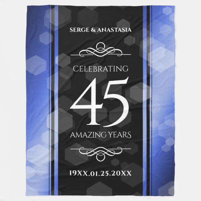 Elegant 45th Sapphire Wedding Anniversary Fleece Blanket