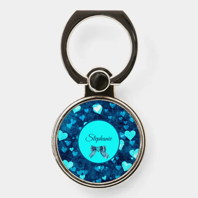 Vivid Blue Hearts Phone Ring Stand