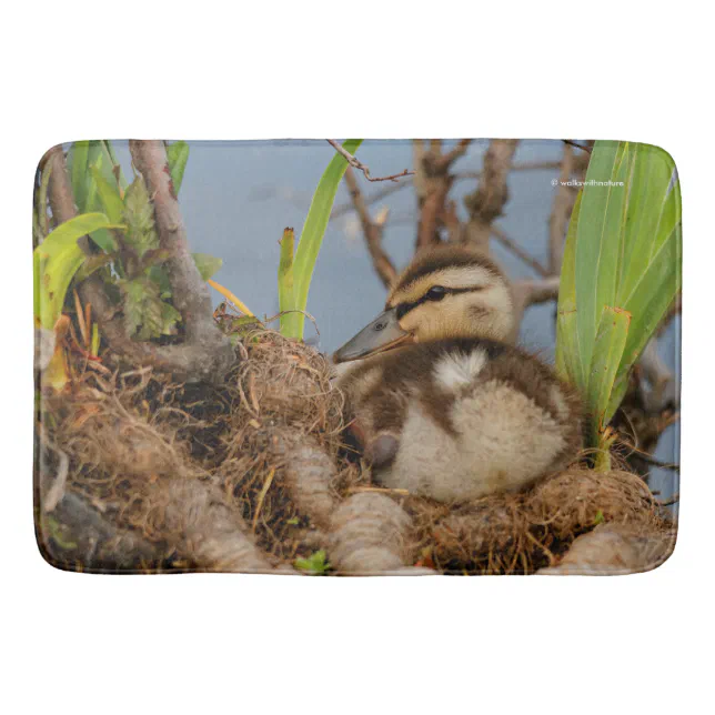A Cute and Precocious Mallard Duckling Bathroom Mat