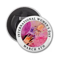 International Women's Day 8th March Pink Art Bottle Opener