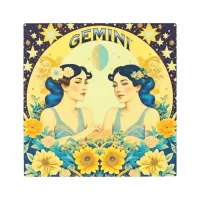Vintage Horoscope Sign Gemini Twins Celestial
