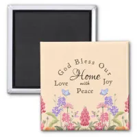 God Bless Our Home Beige Floral Wildflowers Magnet