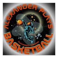 Space Astronaut Slamdunk Cool Kids Room Basketball Poster