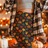 Autumn Maple Leaves Fall Navy Leggings