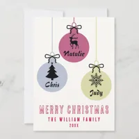 Modern Simple Ornament Family Name Non Photo Holiday Card