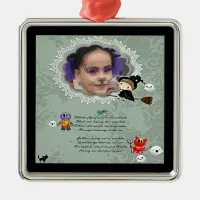 Photo Frame with Witch, Monsters, Ghost, Cat Metal Ornament