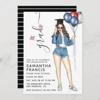 USA themed Girl Graduation Party Invitation