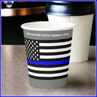 [Thin Blue Line] Back the Blue Flag Disposable Paper Cups