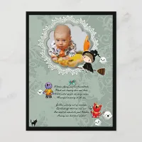 Photo Frame with Witch, Monsters, Ghost, Cat Postcard