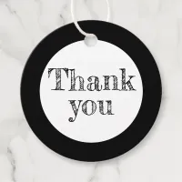 Black And White Simple Minimalist Script Thank You Favor Tags