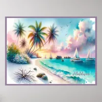 Maldives Luxury Sketch Watercolor  | Poster