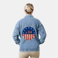 USA Quote American Flag Stars in Circle Womens Denim Jacket