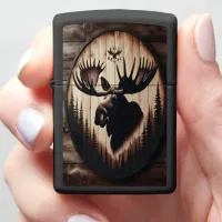 Wooden Moose Head Artwork Zippo Lighter