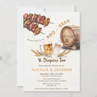 BBQ & Beer Diapers Casual Couples Baby Shower Invitation