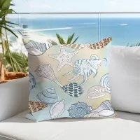 Coastal Decor Beach Seashells Throw Pillow