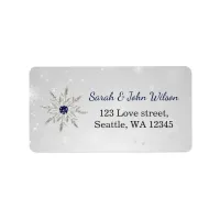 silver navy snowflakes return address label