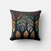 Enchanted Forest: A Stained Glass Masterpiece Throw Pillow