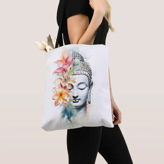 Portrait Buddha Charcoal Watercolor Art Tote Bag