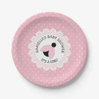 Personalized Pink Ladybug Baby Shower Paper Plates