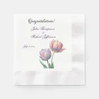 Romantic and Poetic Pastel Tulips Watercolor Napkins