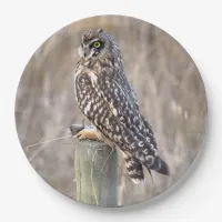 Short-Eared Owl with Vole in the Marshes Paper Plates