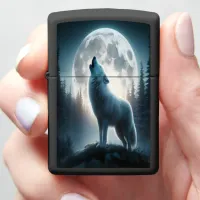 Dramatic Forest Scene with Wolves Zippo Lighter