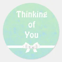 Thinking of You Teal and White Bow Sticker