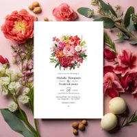 Red, Pink, and Green Floral Wedding Invitation