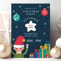 Cute Elf Holiday Christmas Party Invitation