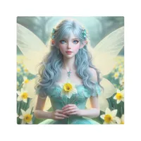 Beautiful March Fairy in Daffodils Metal Print