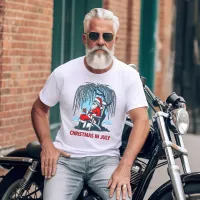 Festive Santa Enjoying Summer Cheers T-Shirt