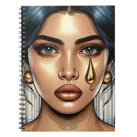 Pretty Sad Woman with Gold Tear Notebook