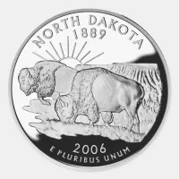 Faux North Dakota State Quarter Classic Round Sticker