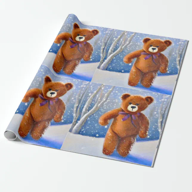 Bear in the snow wrapping paper