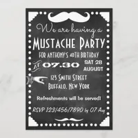 Chalkboard Mustache Party Invitation