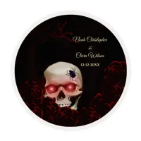 Spooky floral dark moody gothic skull halloween edible frosting rounds