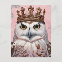 Pink Owl in a Crown Postcard