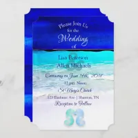 Seaside Seahorses Blue Beach Wedding invitations