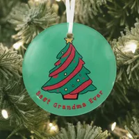 Best Grandma Ever | Green Christmas Tree Glass Ornament