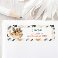 Pretty Orange Slices and Pine Branches Label