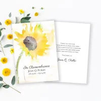 Yellow Sunflower Vase Watercolor Funeral Sympathy Thank You Card