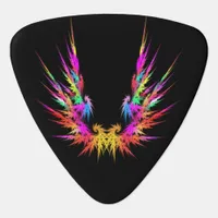 Phoenix - colorful fractal art on black guitar pick