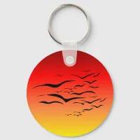 Sunset Sea Gulls Keychain