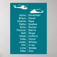 Helicopter Chopper Phonetic Spelling Alphabet Poster