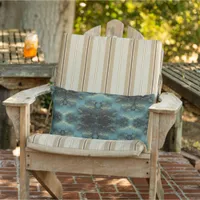 Black and Gold Pattern on Blue | Lumbar Pillow