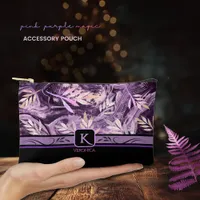 Purple Pink Gemstone Modern Monogram Accessory Pouch