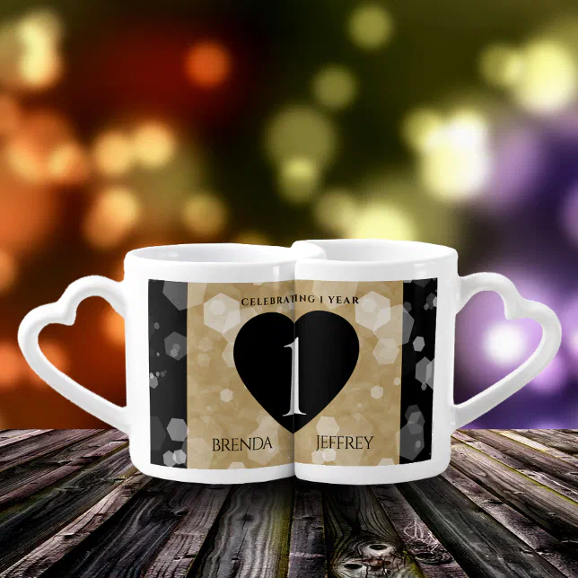 Elegant 1st Paper Wedding Anniversary Celebration Coffee Mug Set