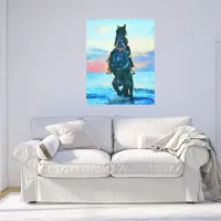 *~* Watercolor Woman  Horse Beach Equine AR22 Canvas Print